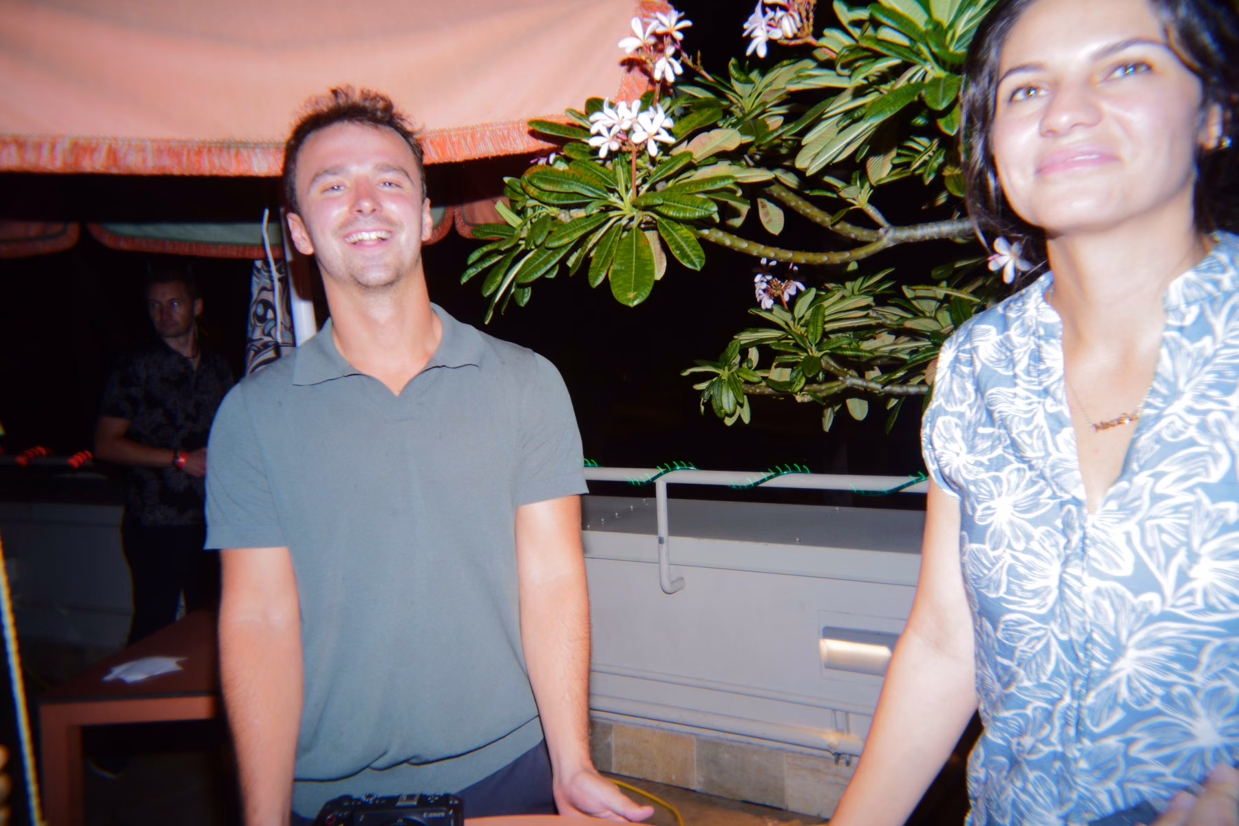 A candid moment at the official kickoff party.