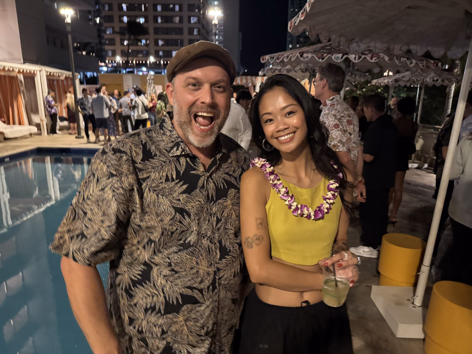 A candid moment at the official kickoff party.