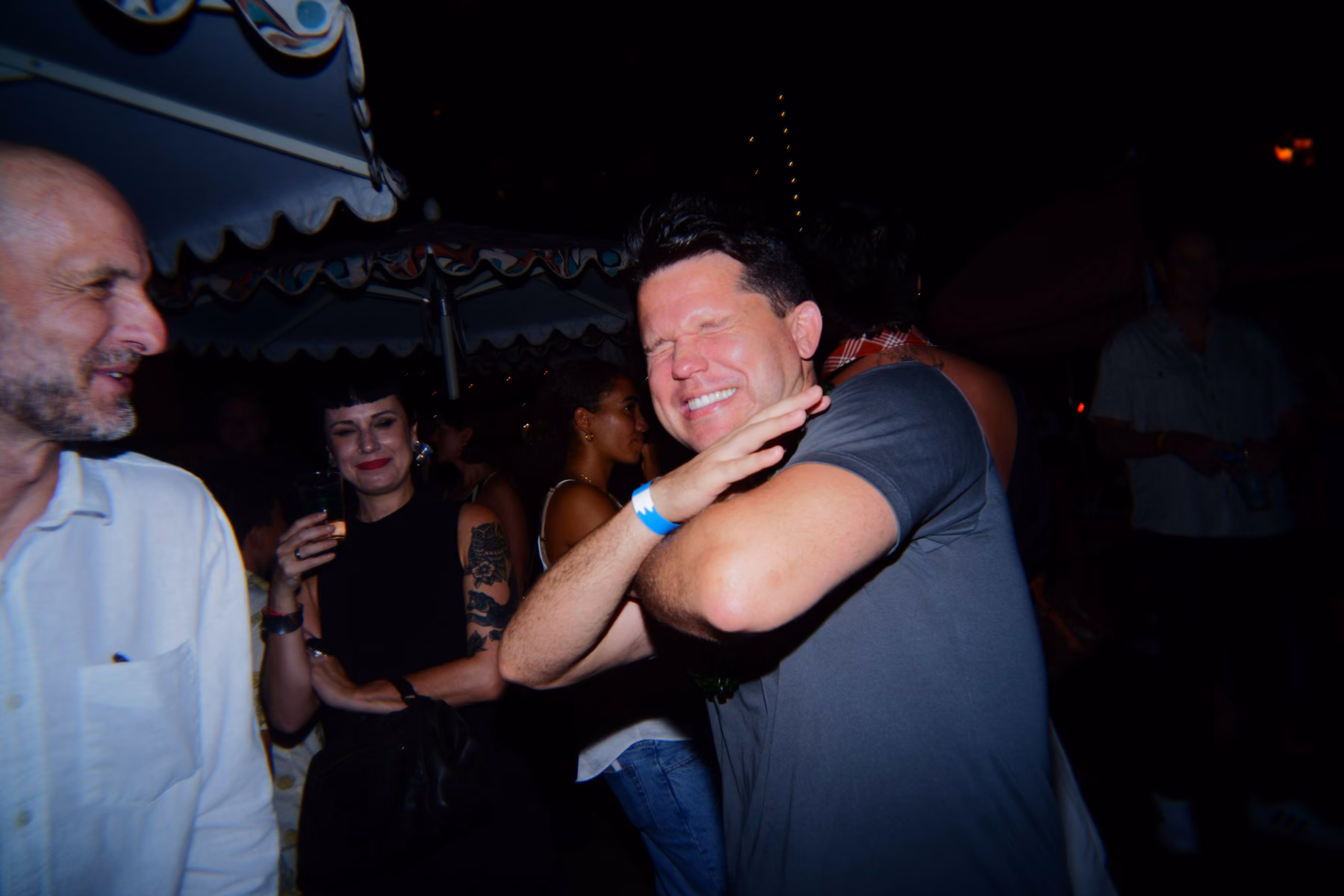 A candid moment at the official kickoff party.