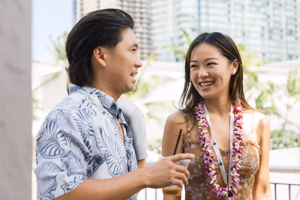 People connecting at a Hawaii Tech Week gathering